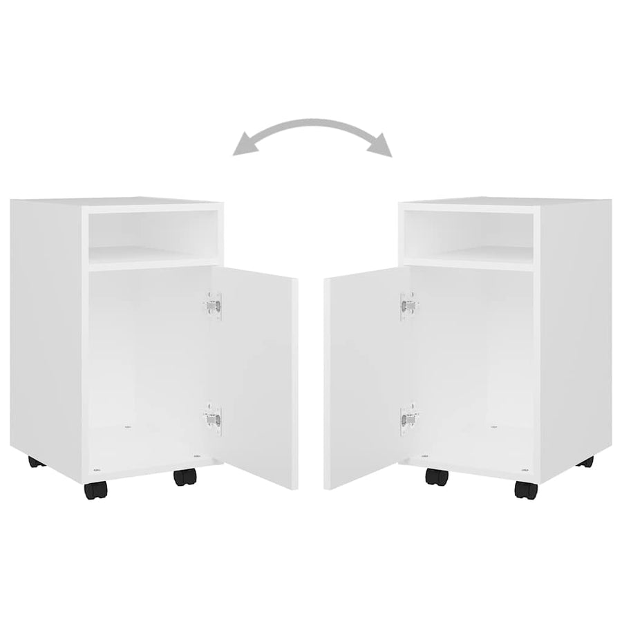 Side Cabinet with Wheels White 33x38x60 cm Engineered Wood