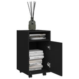 Side Cabinet with Wheels Black 33x38x60 cm Engineered Wood - Side View