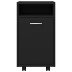 Side Cabinet with Wheels Black 33x38x60 cm Engineered Wood