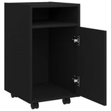 Side Cabinet with Wheels Black 33x38x60 cm Engineered Wood - Rear View