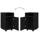 Side Cabinet with Wheels Black 33x38x60 cm Engineered Wood - Close-Up Angle