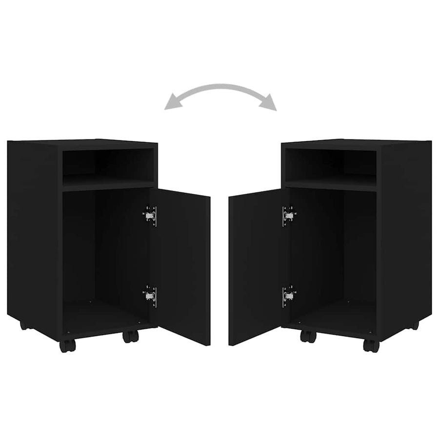 Side Cabinet with Wheels Black 33x38x60 cm Engineered Wood