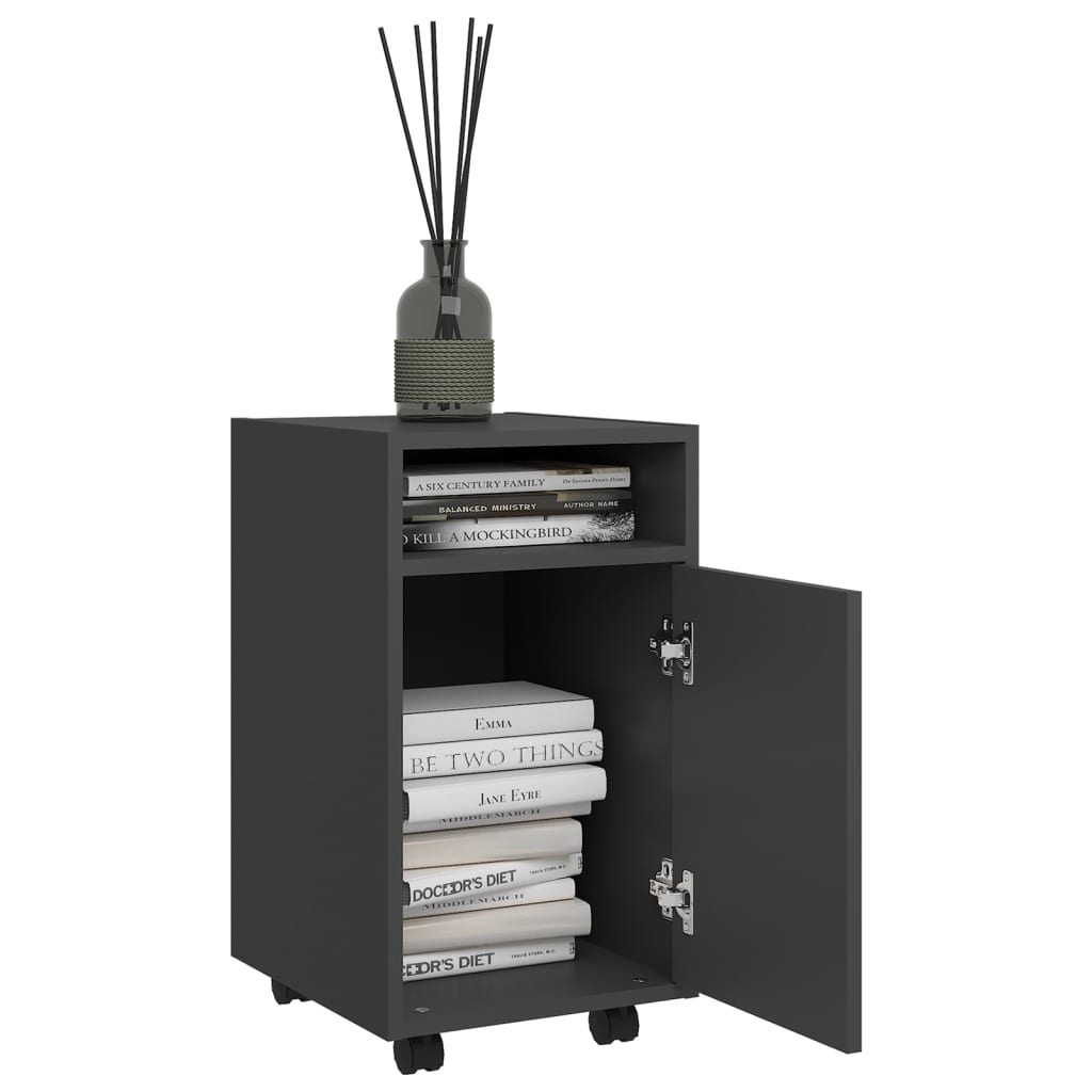 Side Cabinet with Wheels Grey 33x38x60 cm Engineered Wood