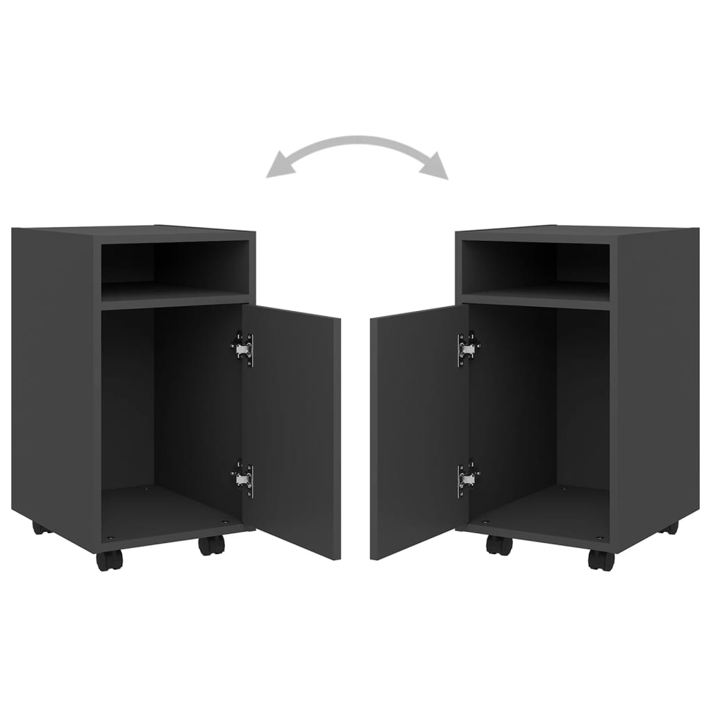 Side Cabinet with Wheels Grey 33x38x60 cm Engineered Wood