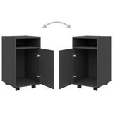 Side Cabinet with Wheels Grey 33x38x60 cm Engineered Wood - Close-Up Angle