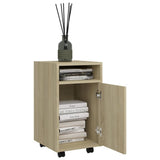 Side Cabinet with Wheels Sonoma Oak 33x38x60 cm Engineered Wood - Side View