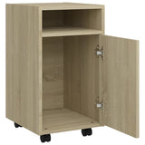 Side Cabinet with Wheels Sonoma Oak 33x38x60 cm Engineered Wood - Rear View