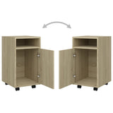 Side Cabinet with Wheels Sonoma Oak 33x38x60 cm Engineered Wood - Close-Up Angle
