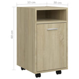 Side Cabinet with Wheels Sonoma Oak 33x38x60 cm Engineered Wood - Low Angle