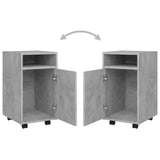 Side Cabinet with Wheels Concrete Grey 33x38x60 cm Engineered Wood