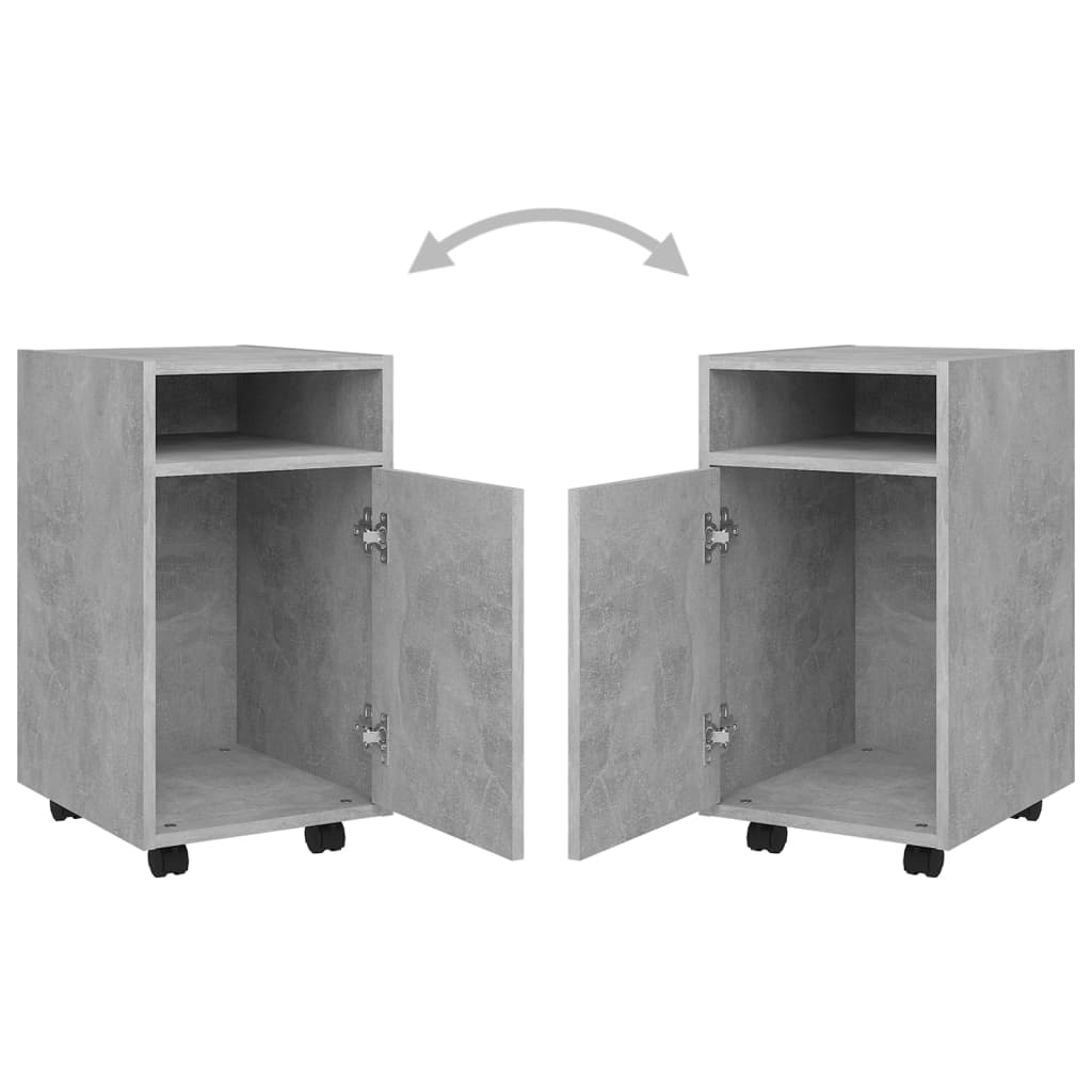 Side Cabinet with Wheels Concrete Grey 33x38x60 cm Engineered Wood