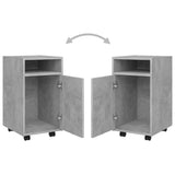 Side Cabinet with Wheels Concrete Grey 33x38x60 cm Engineered Wood - Close-Up Angle