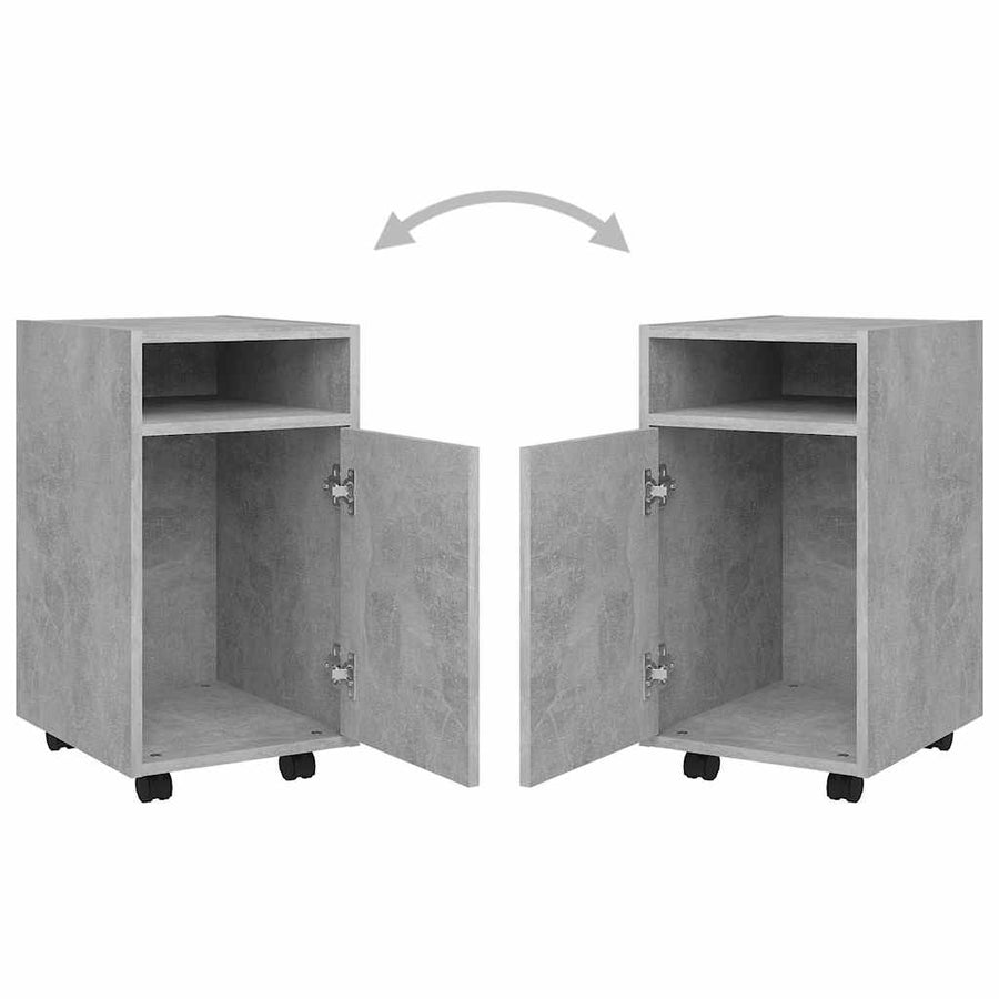 Side Cabinet with Wheels Concrete Grey 33x38x60 cm