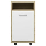 Side Cabinet with Wheels White&Sonoma Oak 33x38x60 cm Engineered Wood - Top-Down View