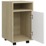 Side Cabinet with Wheels White&Sonoma Oak 33x38x60 cm Engineered Wood