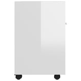 Side Cabinet with Wheels High Gloss White 33x38x60 cm Engineered Wood