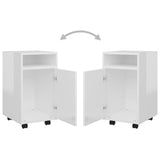 Side Cabinet with Wheels High Gloss White 33x38x60 cm Engineered Wood