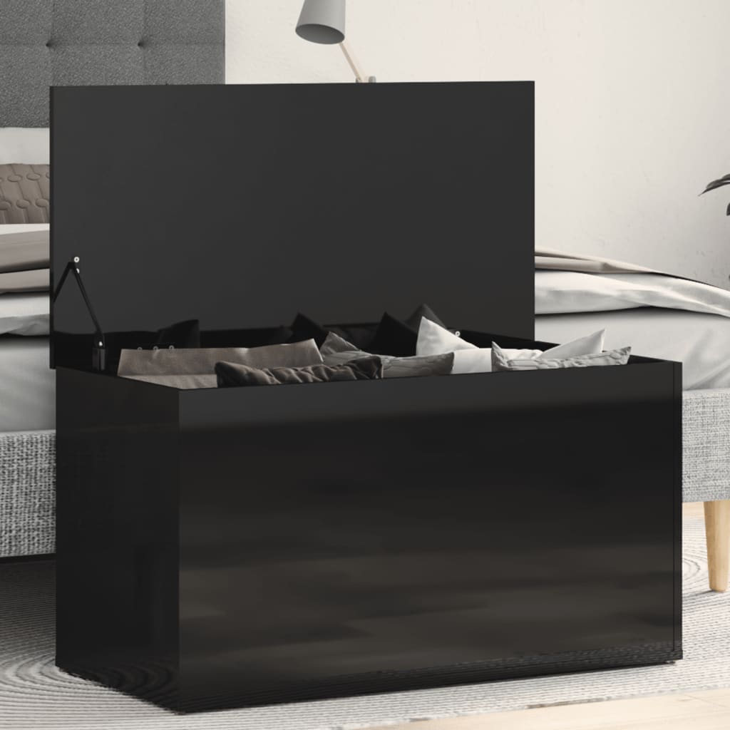 Storage Chest High Gloss Black 84x42x46 cm Engineered Wood