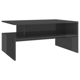 Coffee Table High Gloss Grey 90x60x42.5 cm Engineered Wood - Front View