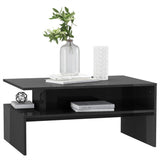 Coffee Table High Gloss Grey 90x60x42.5 cm Engineered Wood - Side View