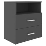 Bed Cabinet Grey 50x32x60 cm - Front View