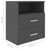 Bed Cabinet Grey 50x32x60 cm - Low Angle