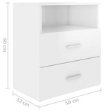 Bed Cabinet High Gloss White 50x32x60cm