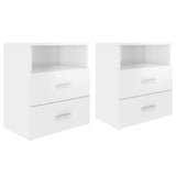 Bed Cabinets 2 pcs High Gloss White 50x32x60 cm - Front View