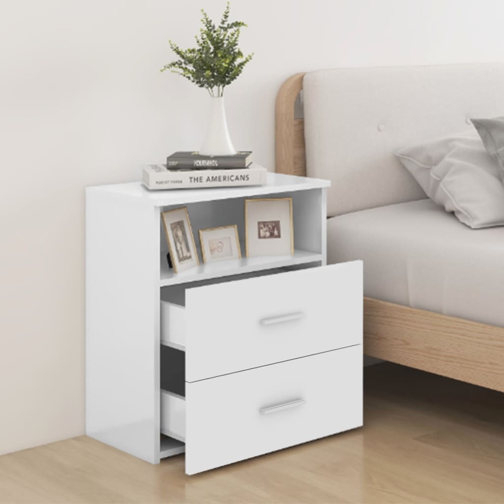 Bed Cabinets 2 pcs High Gloss White 50x32x60 cm