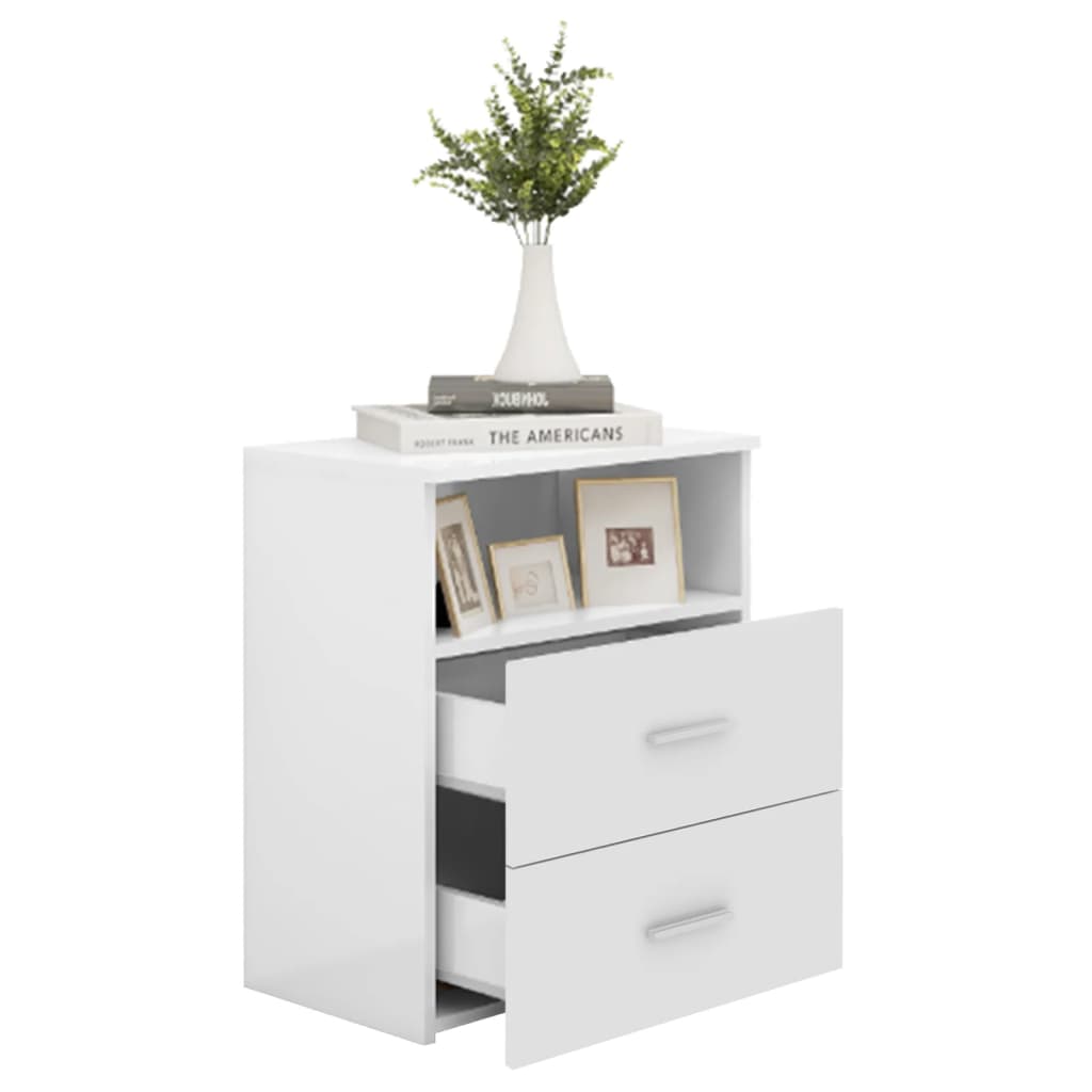Bed Cabinets 2 pcs High Gloss White 50x32x60 cm