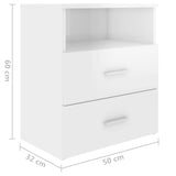 Bed Cabinets 2 pcs High Gloss White 50x32x60 cm