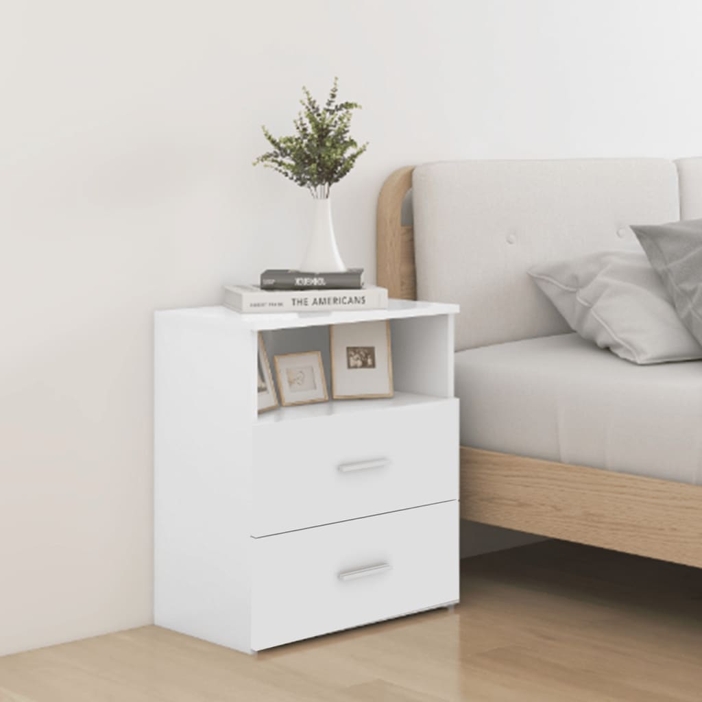 Bed Cabinets 2 pcs High Gloss White 50x32x60 cm