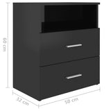 Bed Cabinet High Gloss Black 50x32x60cm - Close-Up Angle
