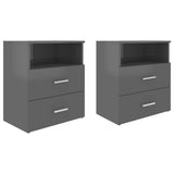Bed Cabinets 2 pcs High Gloss Grey 50x32x60 cm