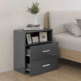 Bed Cabinets 2 pcs High Gloss Grey 50x32x60 cm - Side View