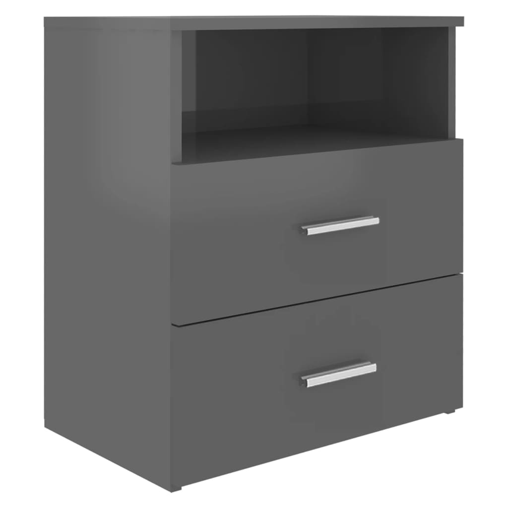 Bed Cabinets 2 pcs High Gloss Grey 50x32x60 cm