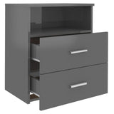 Bed Cabinets 2 pcs High Gloss Grey 50x32x60 cm