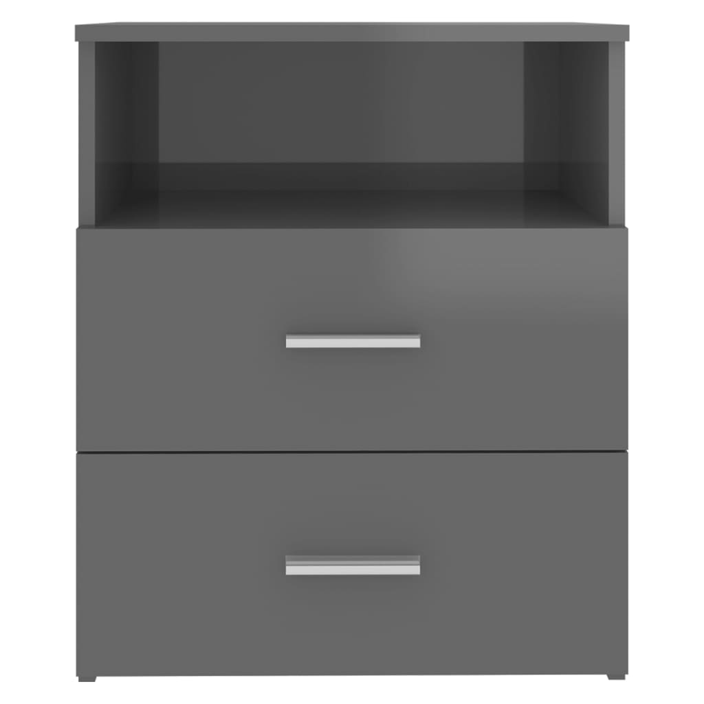 Bed Cabinets 2 pcs High Gloss Grey 50x32x60 cm