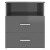 Bed Cabinets 2 pcs High Gloss Grey 50x32x60 cm - Rear View