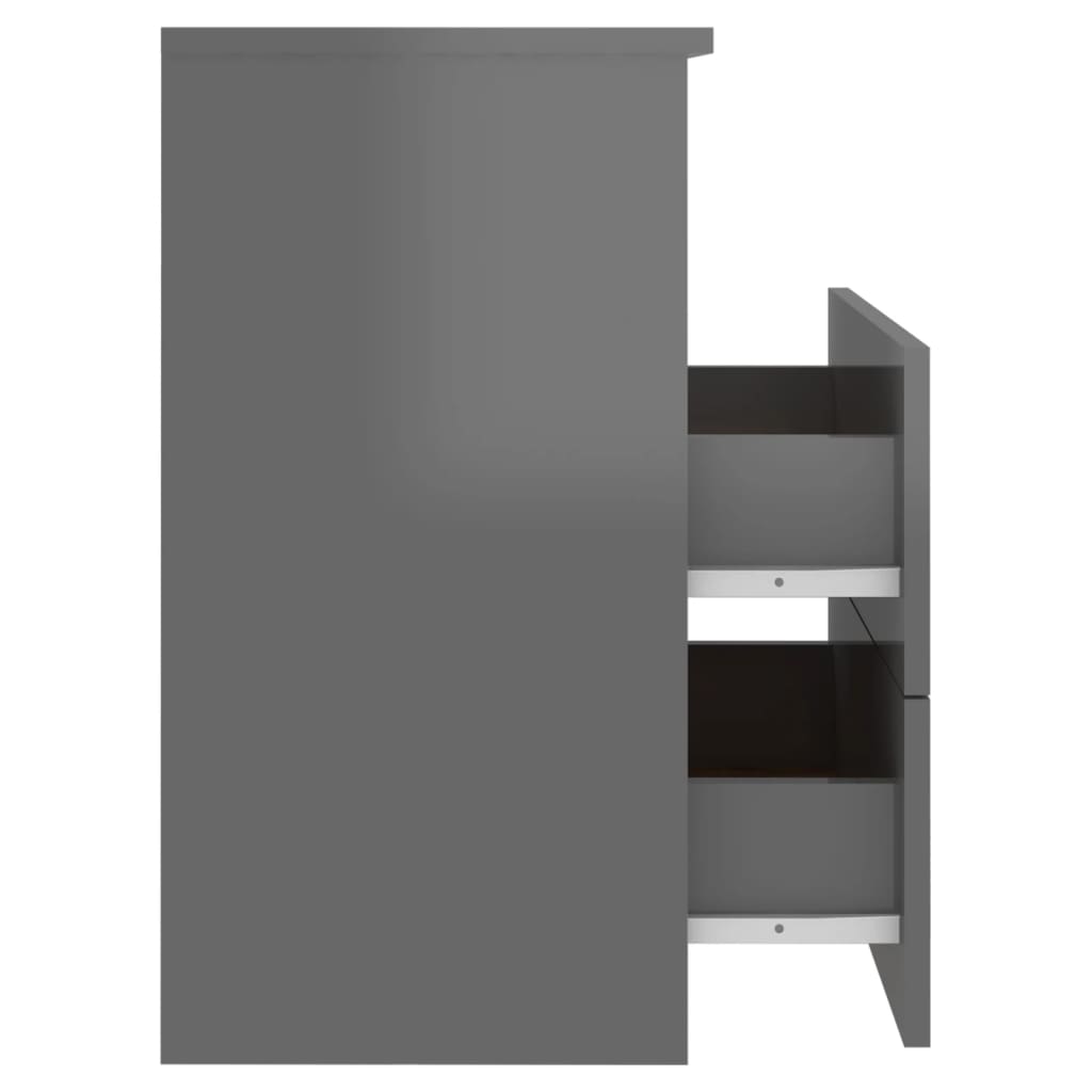 Bed Cabinets 2 pcs High Gloss Grey 50x32x60 cm