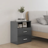Bed Cabinets 2 pcs High Gloss Grey 50x32x60 cm