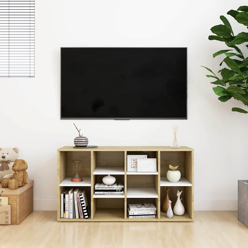 Shoe Bench White and Sonoma Oak 103x30x55 cm Engineered Wood