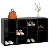 Shoe Bench High Gloss Black 103x30x55 cm Engineered Wood - Side View