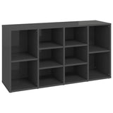 Shoe Bench High Gloss Grey 103x30x55 cm Engineered Wood