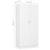 Wardrobe White 82.5x51.5x180 cm Engineered Wood - Low Angle