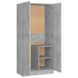 Wardrobe Concrete Grey 82.5x51.5x180 cm Engineered Wood - Front View