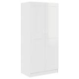 Wardrobe High Gloss White 82.5x51.5x180 cm Engineered Wood - Front View
