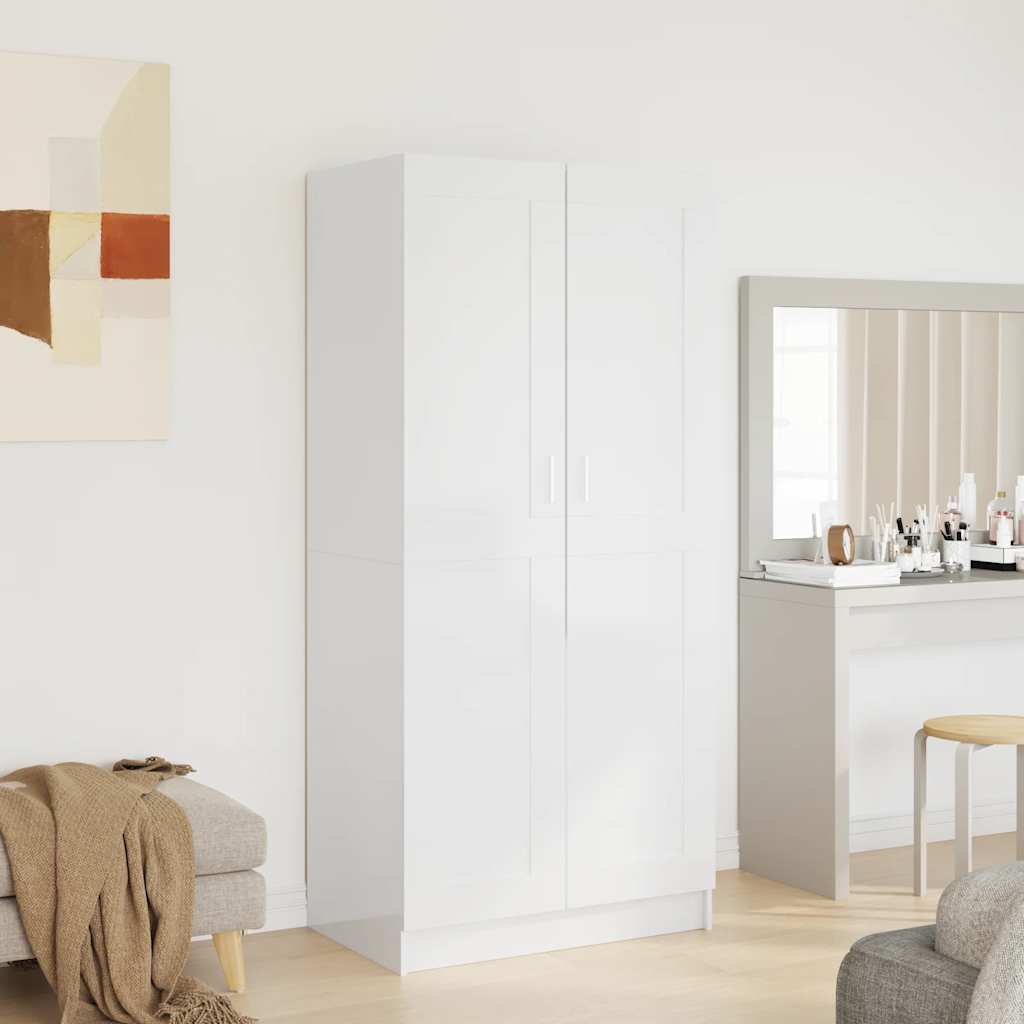 Wardrobe High Gloss White 82.5x51.5x180 cm Engineered Wood