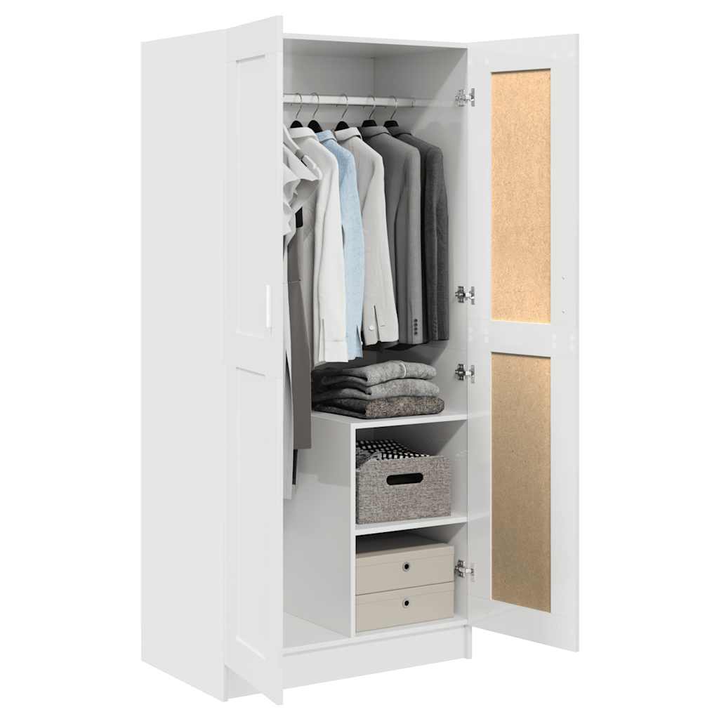Wardrobe High Gloss White 82.5x51.5x180 cm Engineered Wood