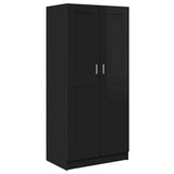 Wardrobe High Gloss Black 82.5x51.5x180 cm Engineered Wood - Front View